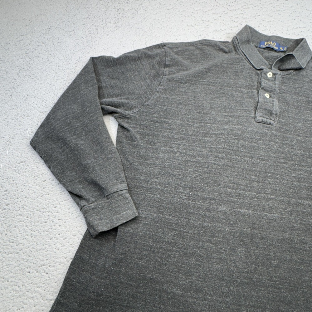 Ralph Lauren Polo Shirt Mens XL Gray Long Sleeve Jersey Pony Preppy Casual Golf - Picture 7 of 11